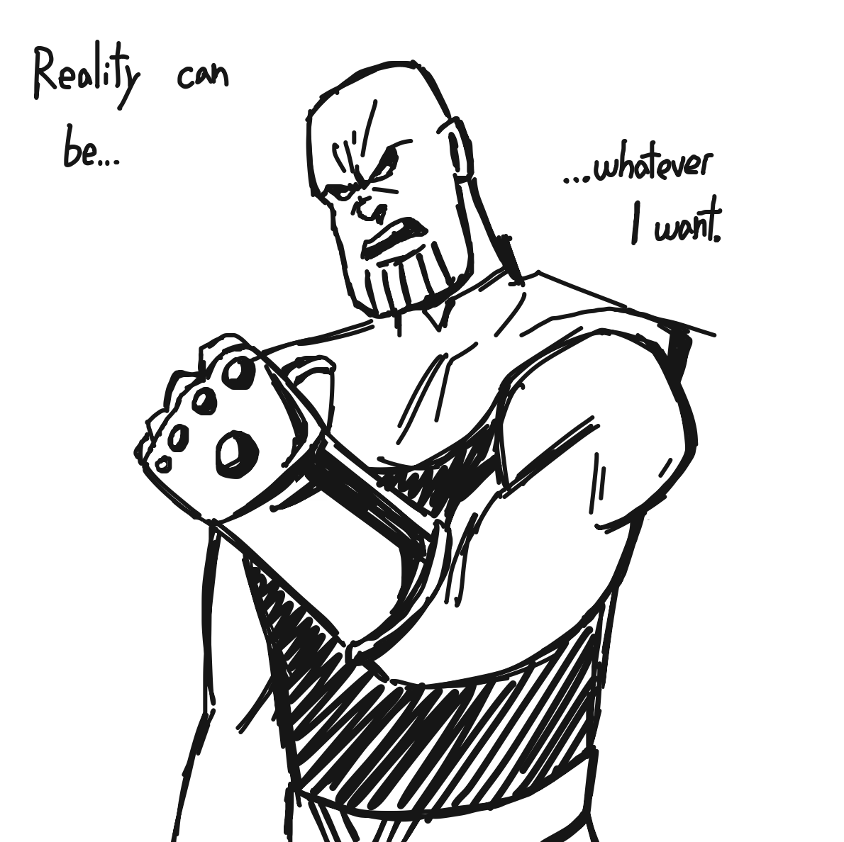 what do thanos want reality to be huh? - Online Drawing Game Comic Strip Panel by pixie_press