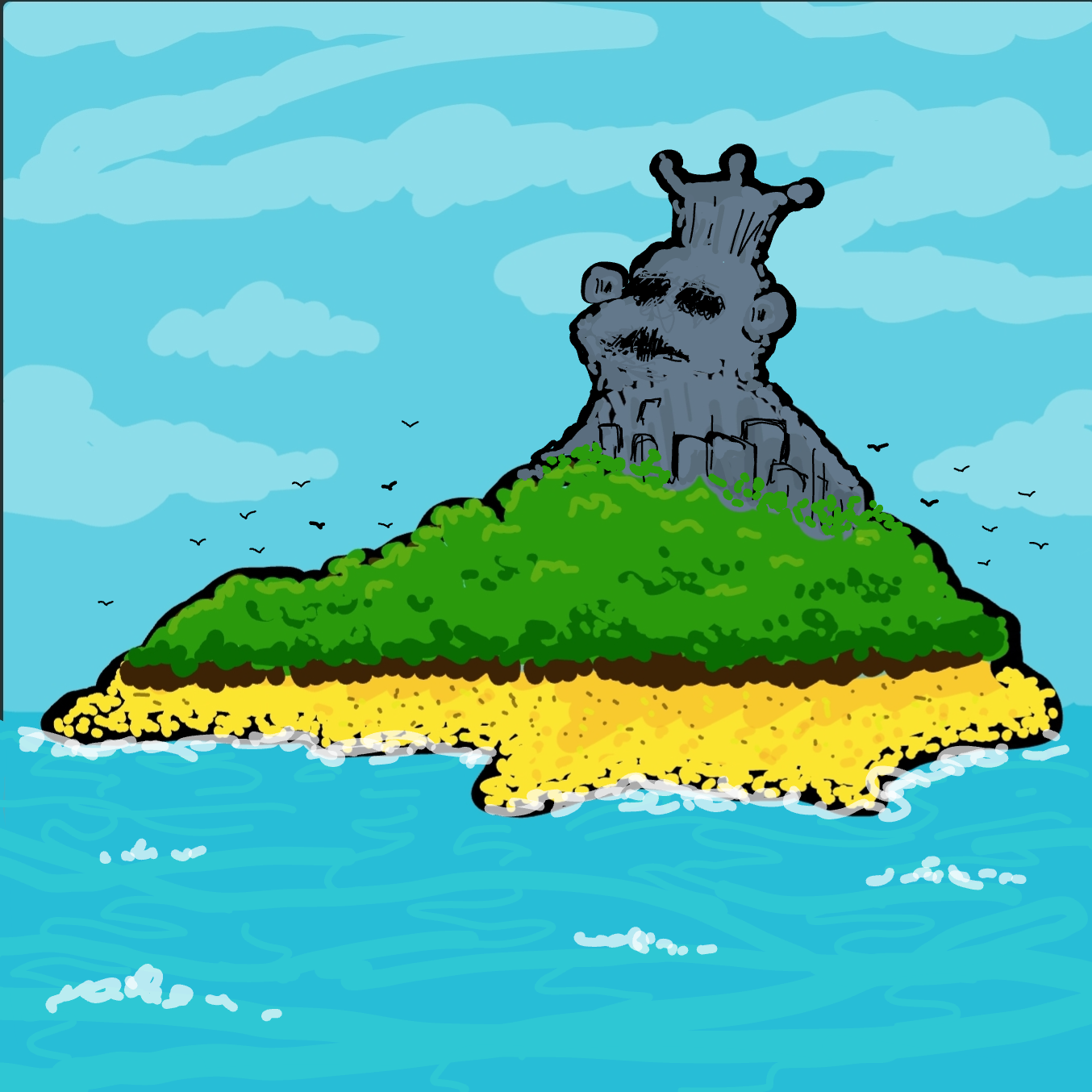 Drawing in Monking Island by Wizard Croissant
