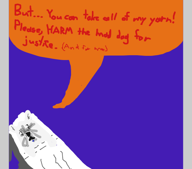 White cat asks its last request before death. - Online Drawing Game Comic Strip Panel by LizardPie34