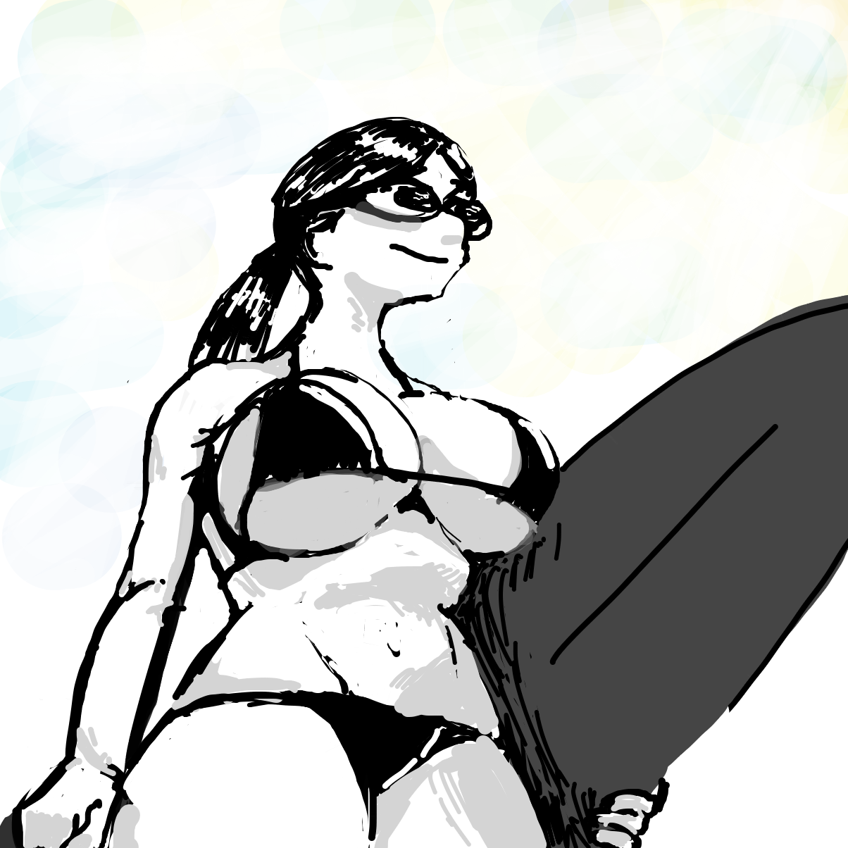 Drawing in Draw a busty woman in bikini by l’intrus