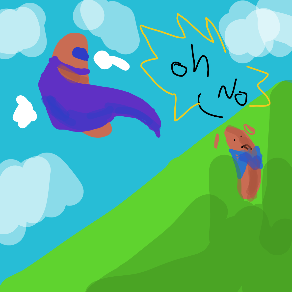 The civilian is revealed to have been turned into a hotdog like the villain of the story  - Online Drawing Game Comic Strip Panel by Pyromaniared