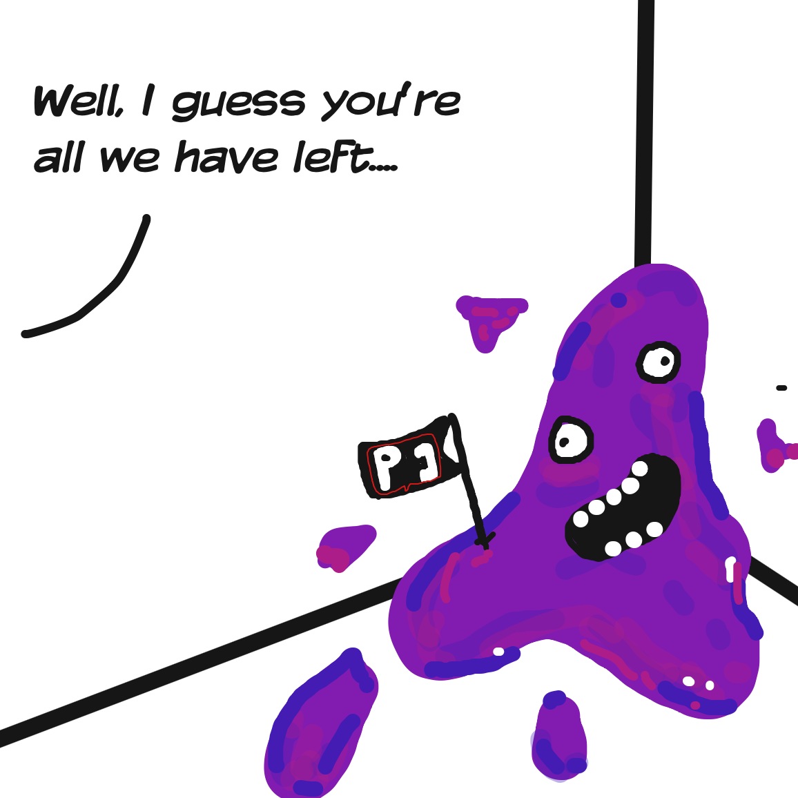 Splodge of jam in the corner it is... - Online Drawing Game Comic Strip Panel by joshyouart