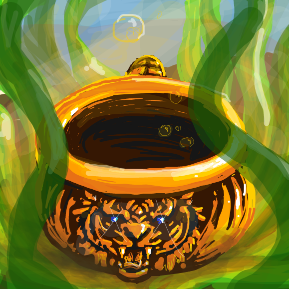 Golden chamber pot with tiger decor - Online Drawing Game Comic Strip Panel by Ramora