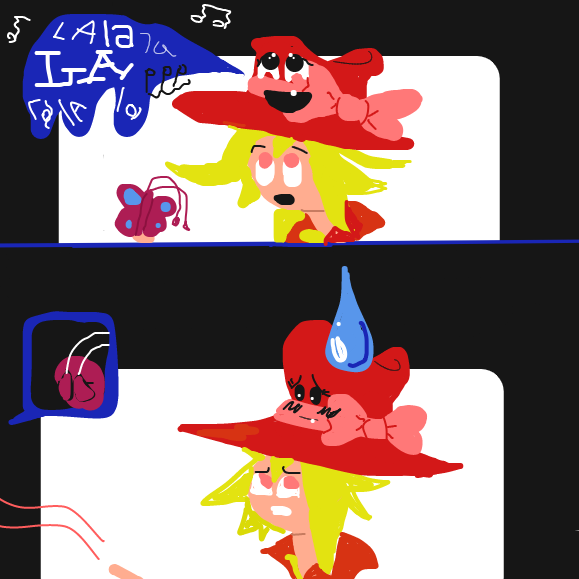 Don't you hate when your hat suddenly comes to life, and it starts singing? And it sings really bad? So awkward... - Online Drawing Game Comic Strip Panel by Vytron