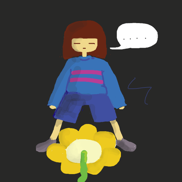 Drawing in Flowey the flower by Trilliumdude