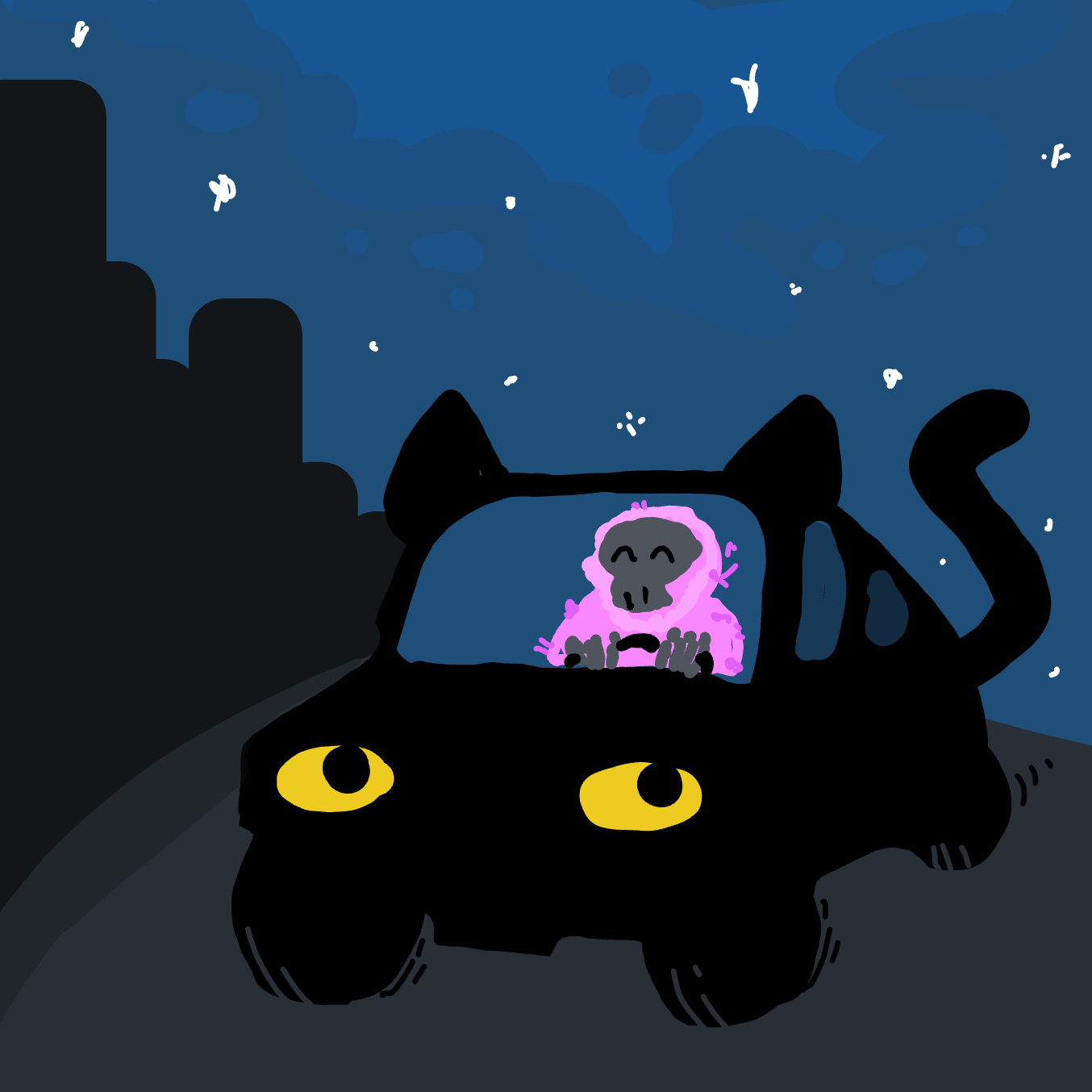 Drawing in Cat Vechile by Wizard Croissant