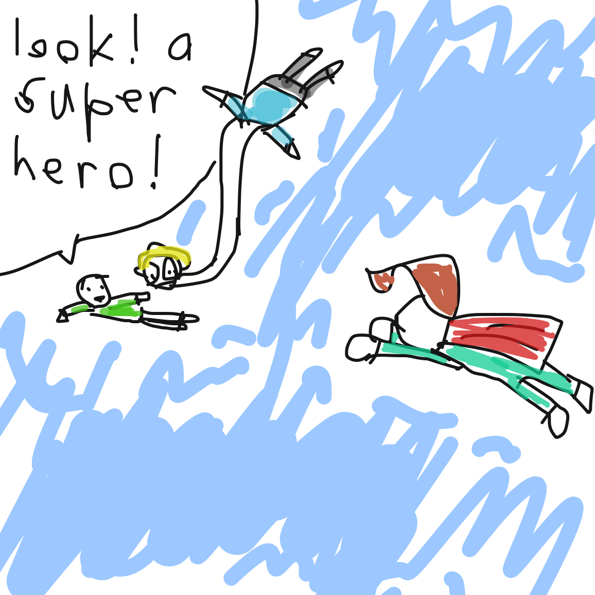 A superhero comes to save the day - Online Drawing Game Comic Strip Panel by Uugh