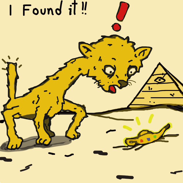 A weird animal find a magical lamp in middle of the desert, what is inside of the lamp is up to you xD. - Online Drawing Game Comic Strip Panel by MarkVinic