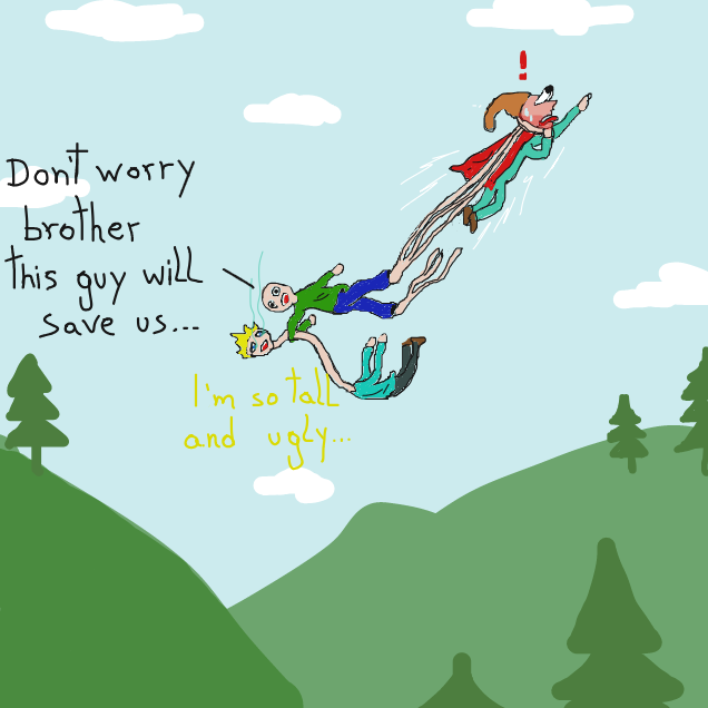 Super Deaf is almost choking then he sees something approuching them - Online Drawing Game Comic Strip Panel by MarkVinic