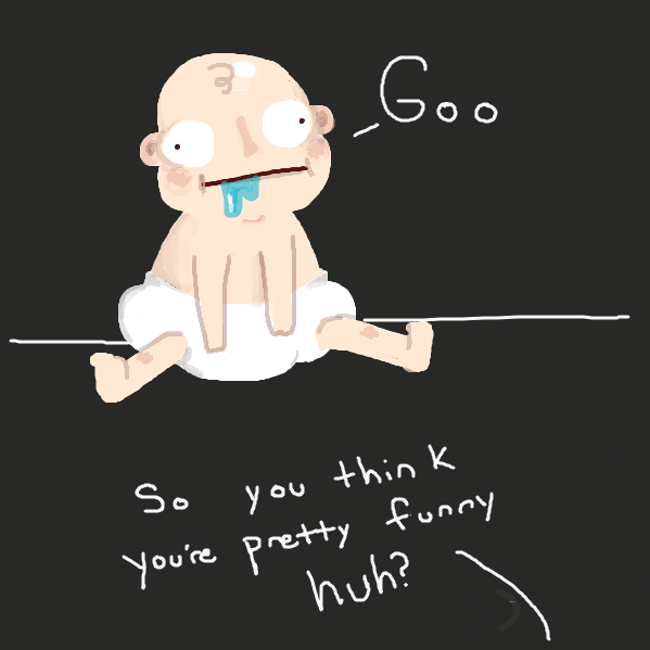 This is dangerously close to becoming Boss Baby. - Online Drawing Game Comic Strip Panel by Trilliumdude