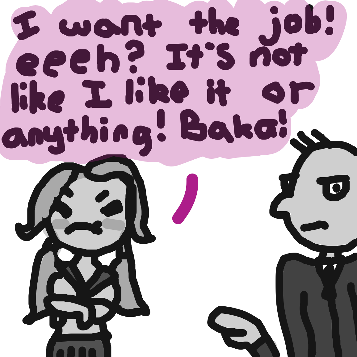 for the next panels make different situations where she's tsundere-ing. - Online Drawing Game Comic Strip Panel by unfortunate fool