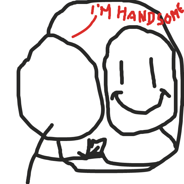 a man look into a mirror and tell himself that he's handsome... - Online Drawing Game Comic Strip Panel by AnIdiotSandwich
