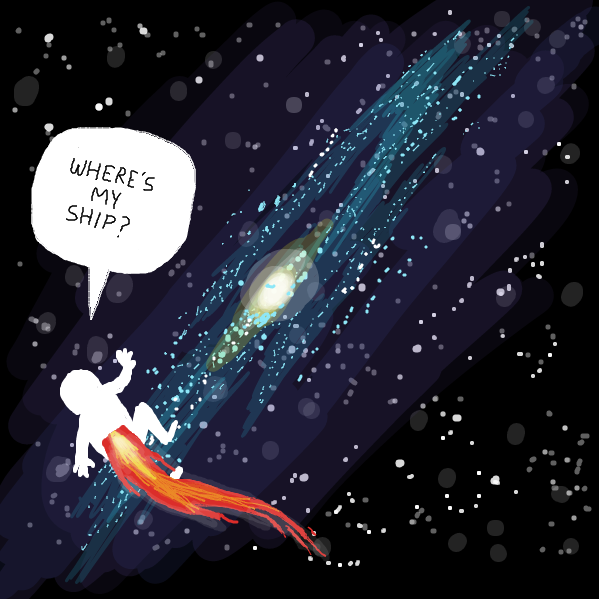 he lost his rocket ship! - Online Drawing Game Comic Strip Panel by Harlow Haim