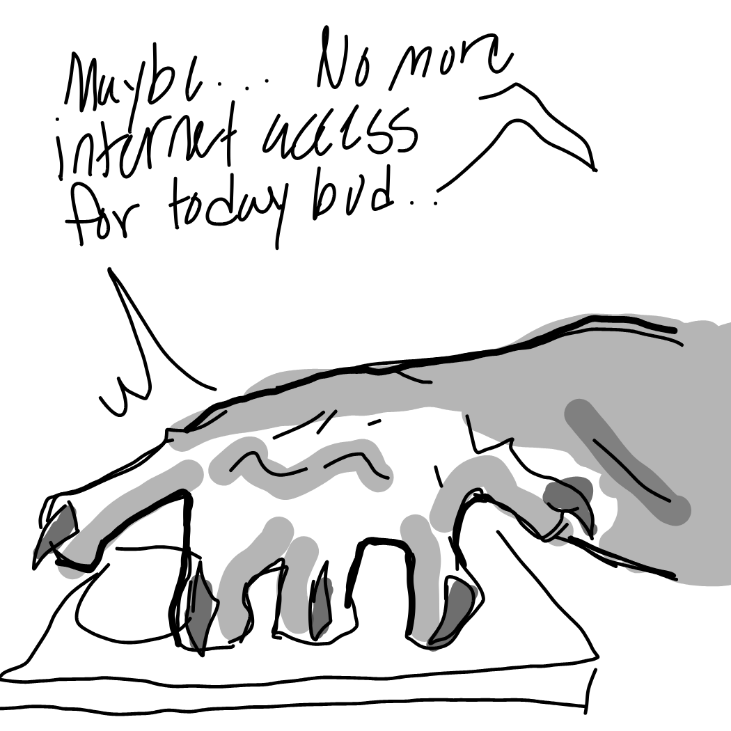 We shouldn't have let him uh...have Internet explorer- - Online Drawing Game Comic Strip Panel by OneWithTheShadows