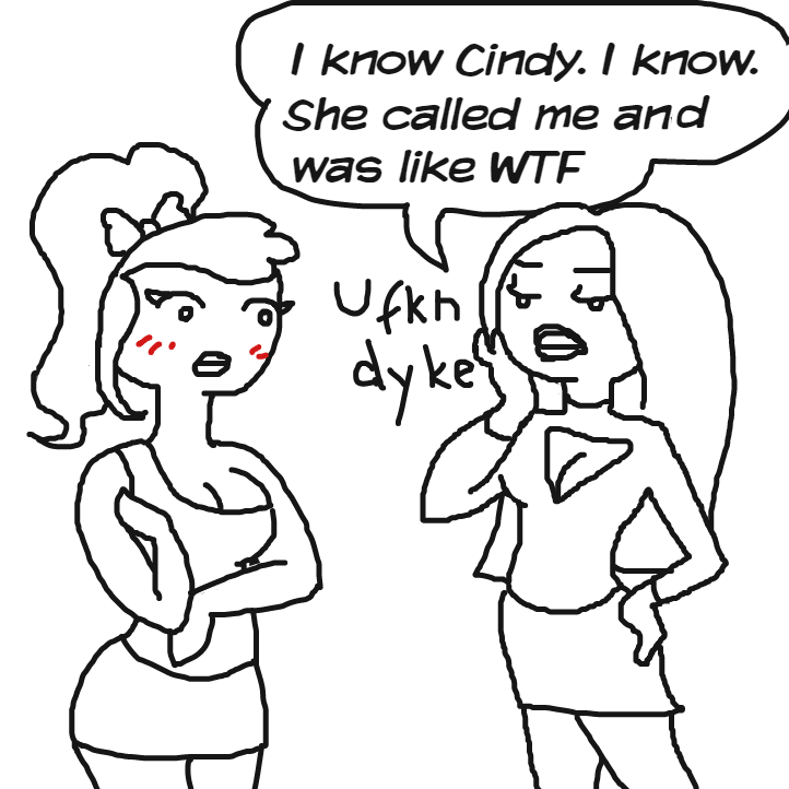 Cindy u goddamn lesbo - Online Drawing Game Comic Strip Panel by Delete