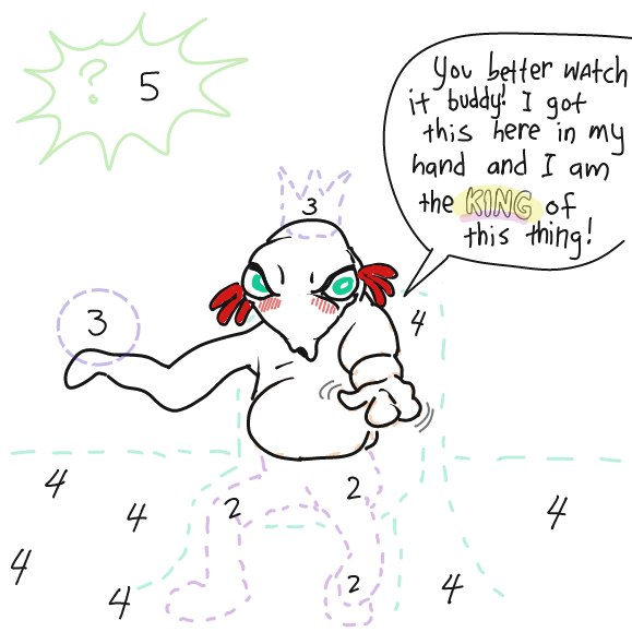 Almost went straight to number 3 in excitement. I caught myself and went in sequence. - Online Drawing Game Comic Strip Panel by Wizard Croissant