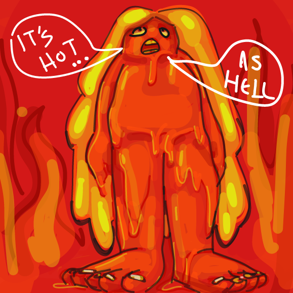 its not hot at all i dont know what compelled me to draw this. but at least this thicc slime thing is on theme huh? - Online Drawing Game Comic Strip Panel by Mojomos