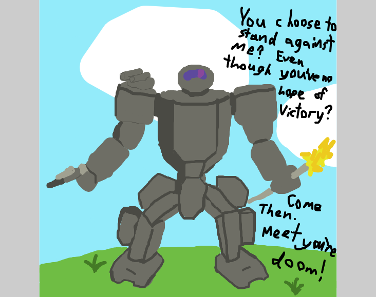The general stands in the way of the hero. - Online Drawing Game Comic Strip Panel by Daxserus