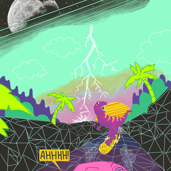 It's the vaporwave overkill. - Online Drawing Game Comic Strip Panel by Wizard Croissant