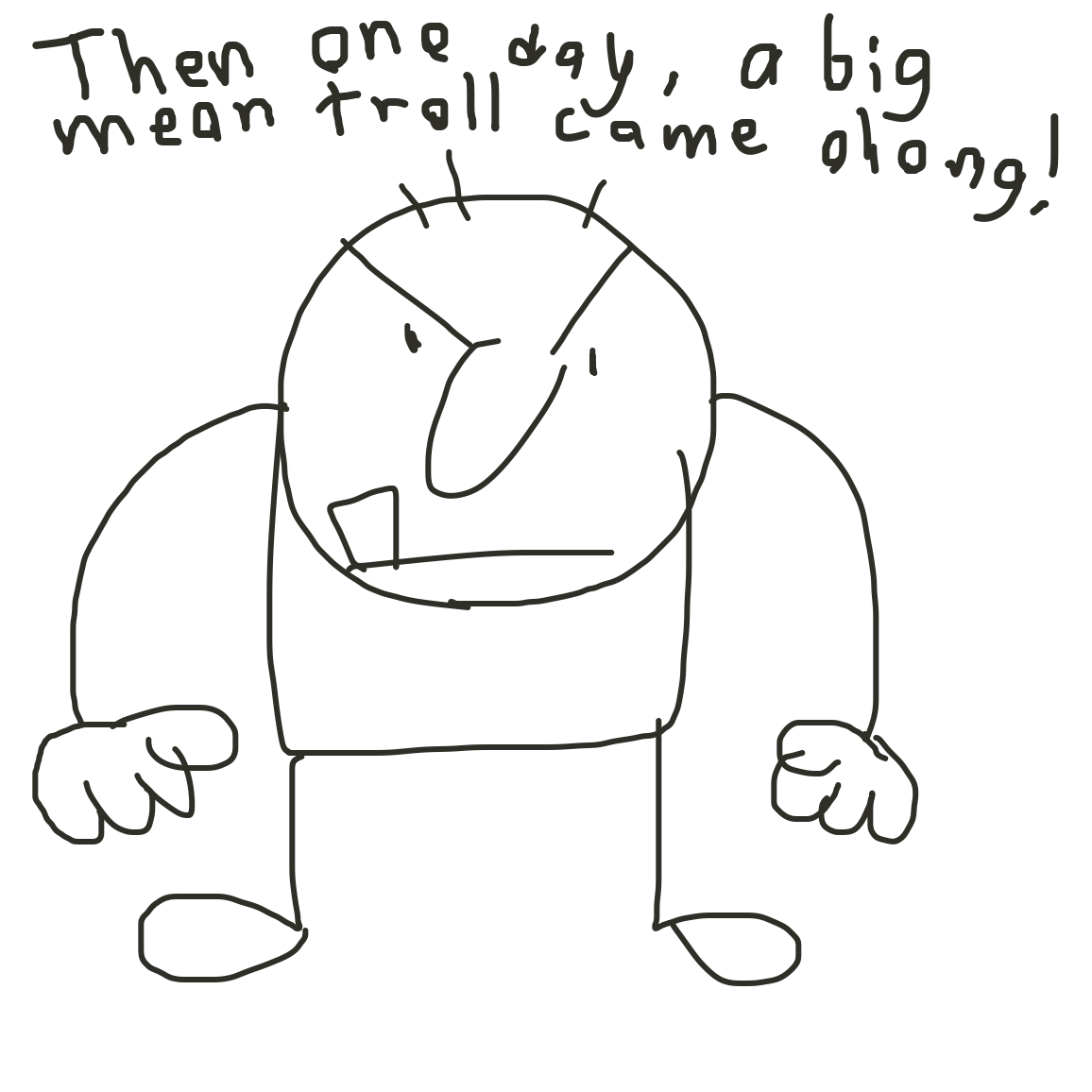 Then one day, a big mean troll came along - Online Drawing Game Comic Strip Panel by Uugh