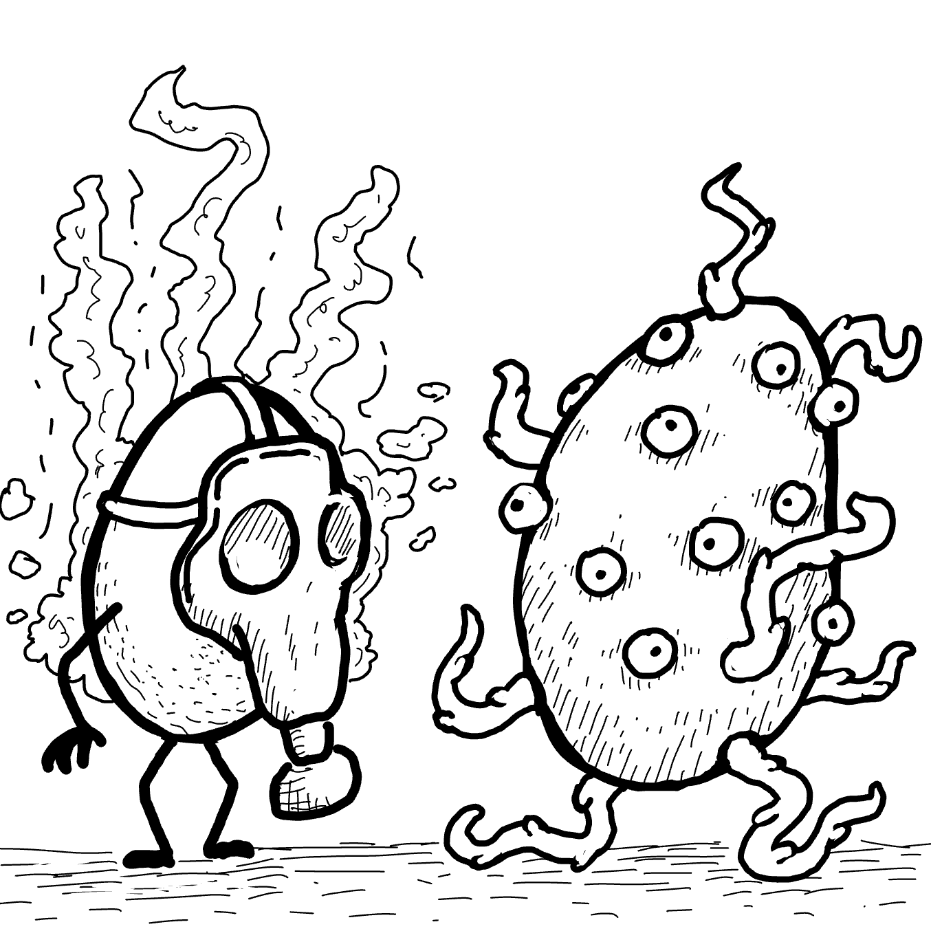 Drawing in Potato & Egg Battle by Wizard Croissant