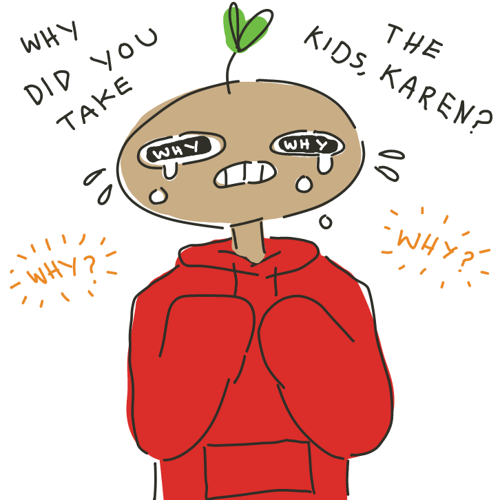 #QuestionOfTheDay
Why'd you take the kids, Karen?
#EdamameQuestions - Online Drawing Game Comic Strip Panel by EdamameBean