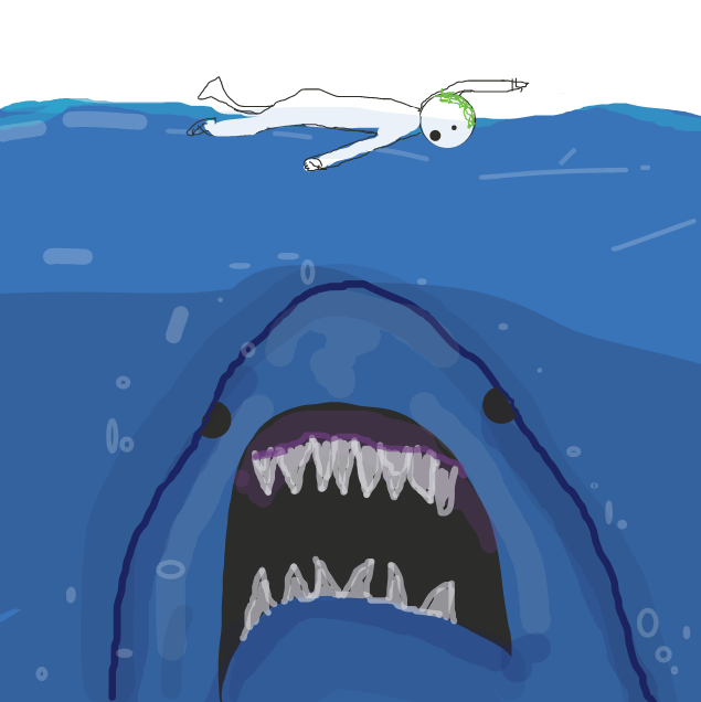 Drawing in Big angry fish film by NINJA FARTLE