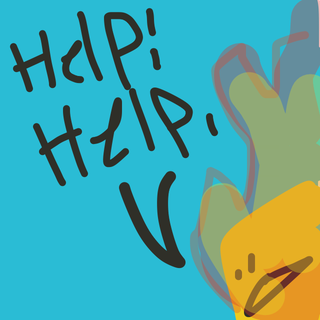 The yellow man is on fire and is yelling for help.  - Online Drawing Game Comic Strip Panel by TheExcellentBlob