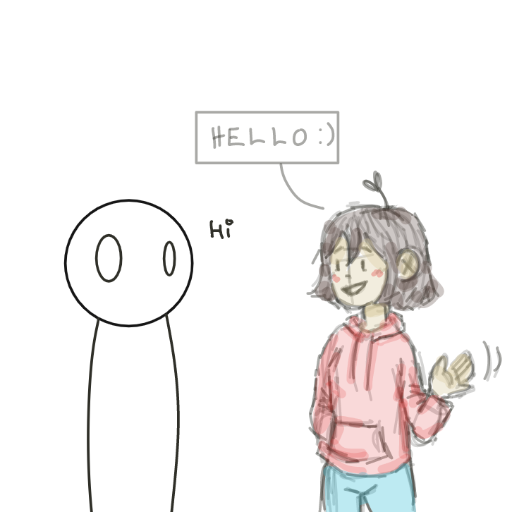 i'll be honest idk what's going on with this one, so i just said hi back lol - Online Drawing Game Comic Strip Panel by EdamameBean