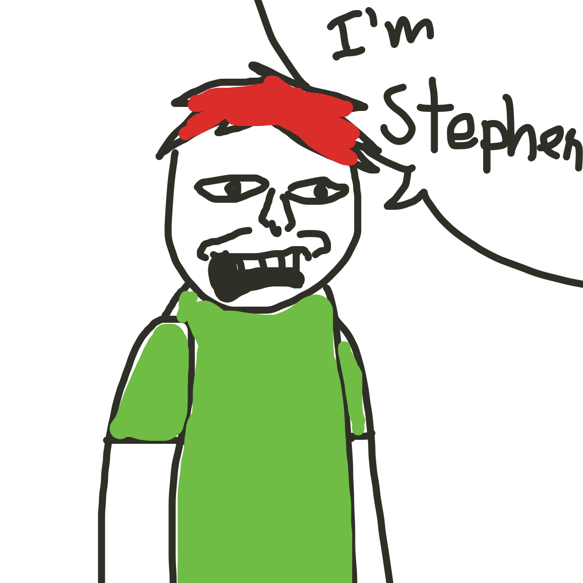 Oh look, it’s Stephen, famous for his hilarious running gag of being unbirthed. 
 - Online Drawing Game Comic Strip Panel by Uugh