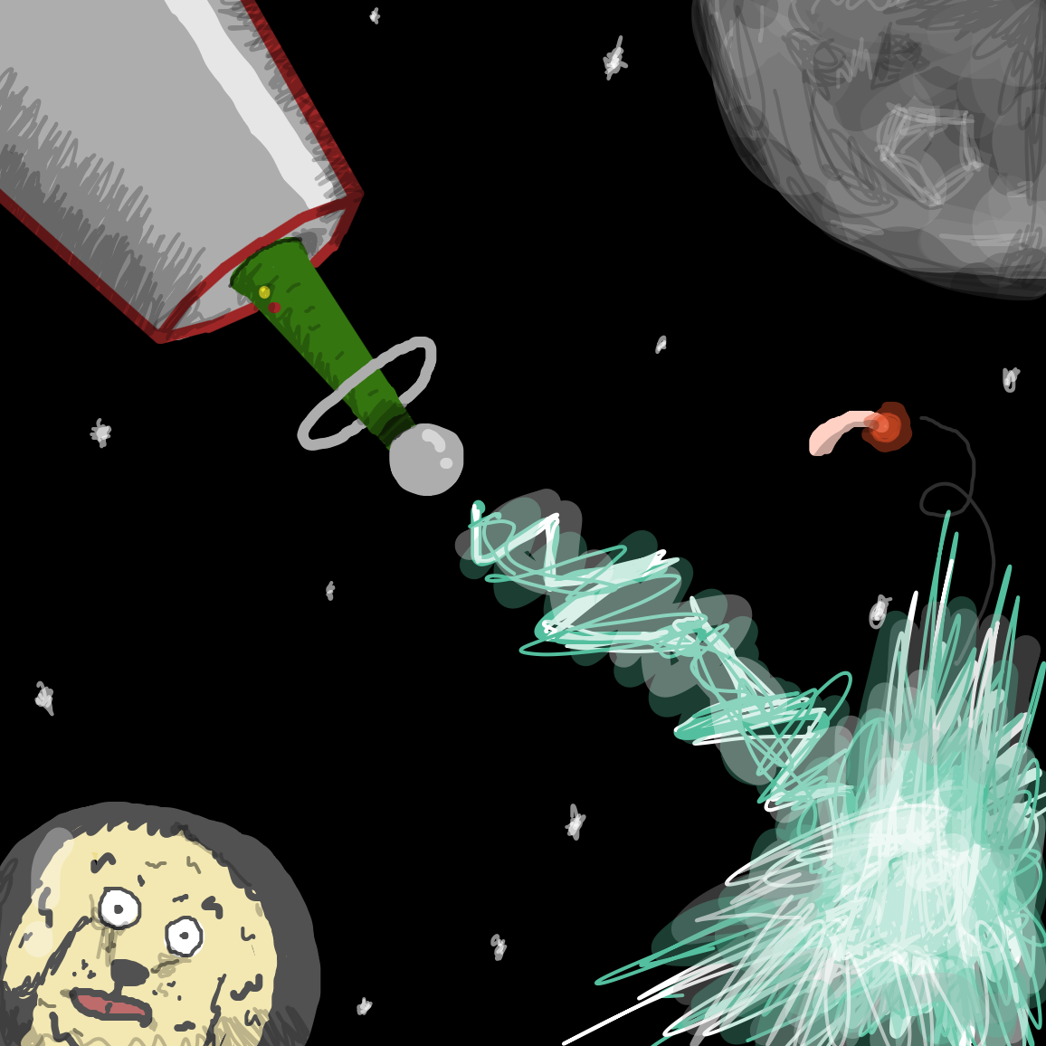 Drawing in Trouble in the space by joshyouart