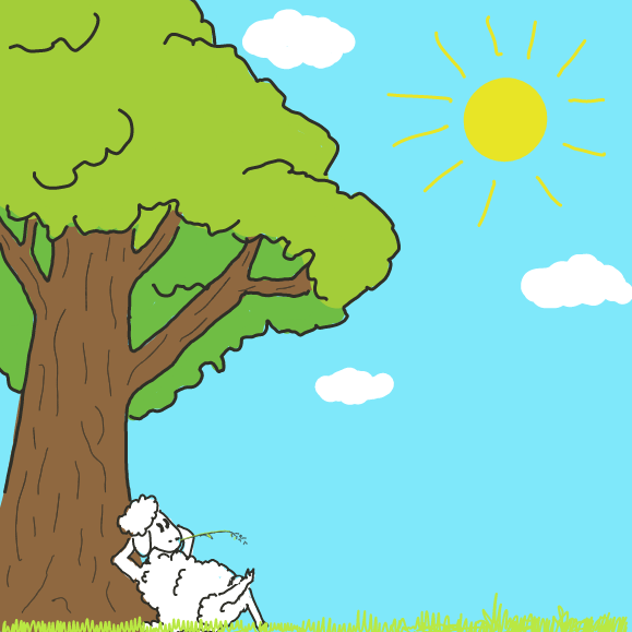 Sheep njst chillin' on this peaceful day. - Online Drawing Game Comic Strip Panel by Wizard Croissant