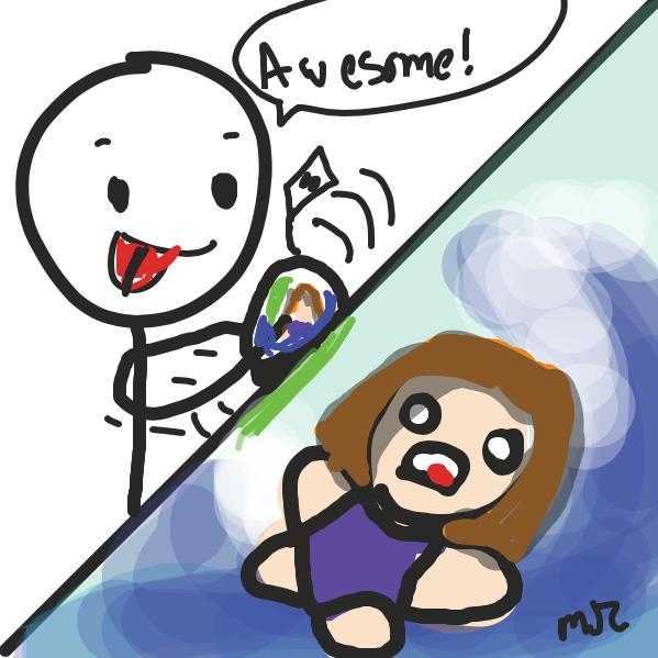 He is shaking the snow globe. - Online Drawing Game Comic Strip Panel by Madi