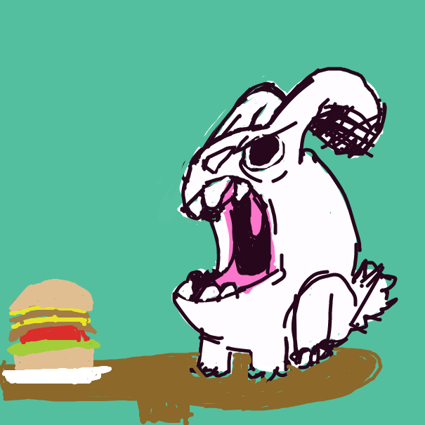 Bunny WILL consume burger! - Online Drawing Game Comic Strip Panel by grimjl