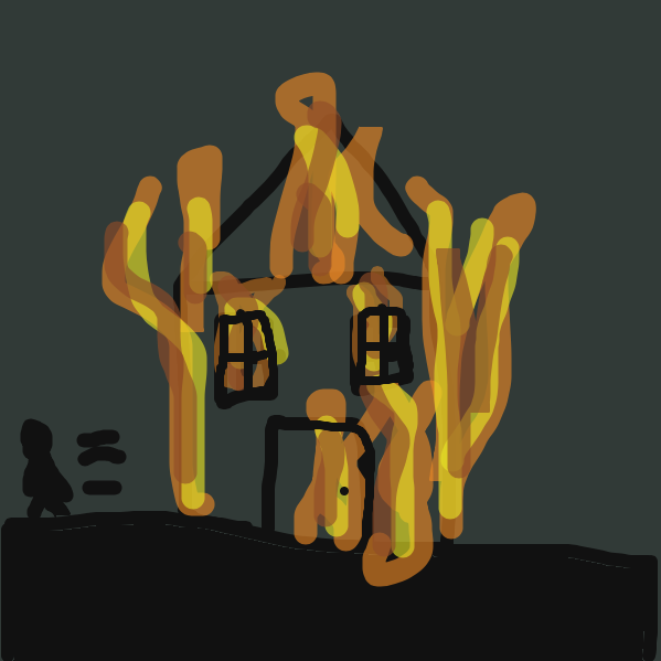 the house owner flees the scene - Online Drawing Game Comic Strip Panel by SoupDuck