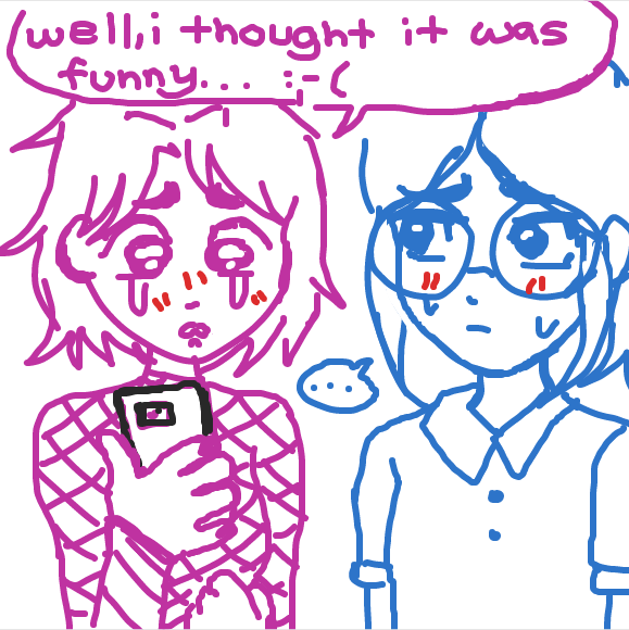 riley makes her feel bad :,-( - Online Drawing Game Comic Strip Panel by SoloDust