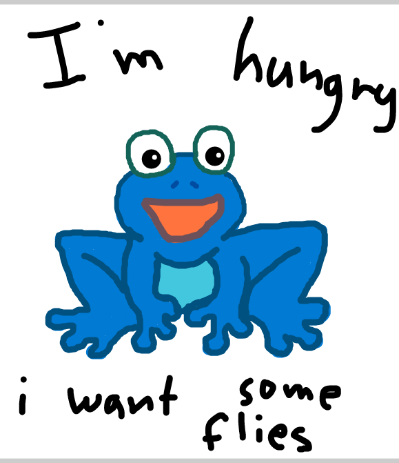 Frody is just a hungry frog. He wants to eat flies - Online Drawing Game Comic Strip Panel by SteliosPapas
